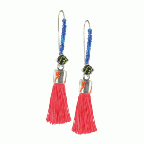 Серьги из оникса и нефрита Let's Dance pink tassel