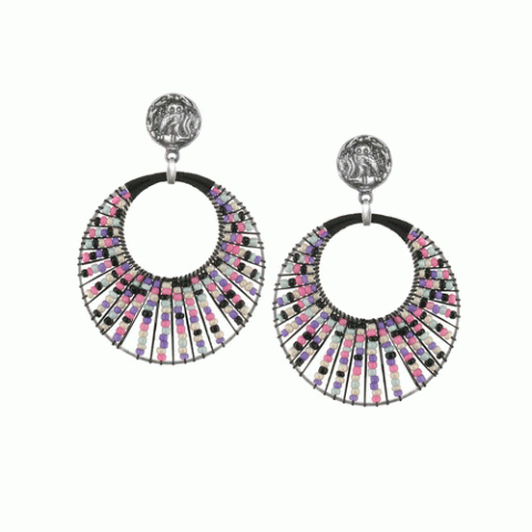 Серьги из аметиста и халцедона Fetiches hand woven
