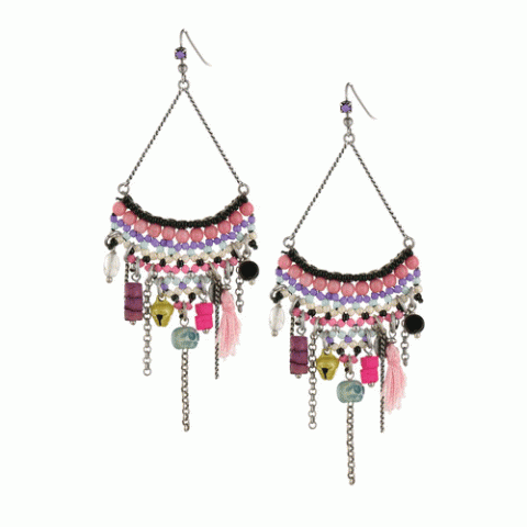 Серьги из аметиста и халцедона Fetiches braided rocaille