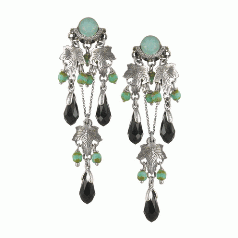 Серьги из амазонита и авантюрина Botanica multi leaves