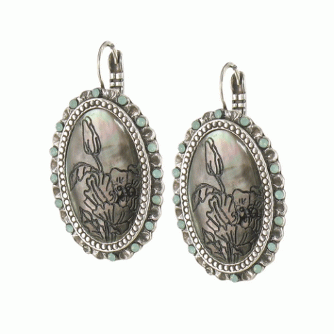 Серьги из амазонита и авантюрина Botanica oval french