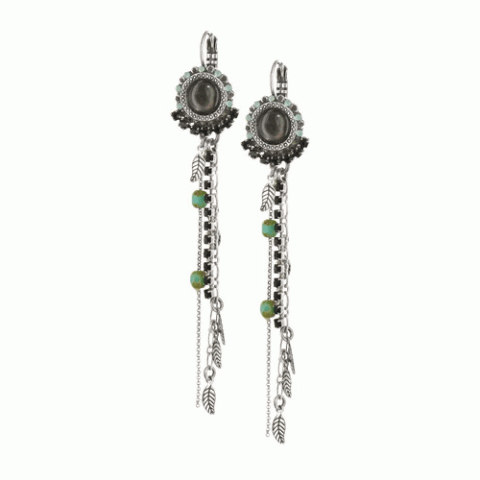 Серьги из амазонита и авантюрина Botanica long french
