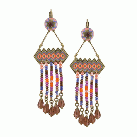 Серьги из агата и нефрита Exotic Tribe  french hooks