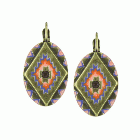 Серьги из агата и нефрита Exotic Tribe oval french