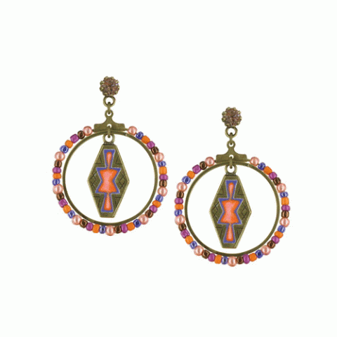 Серьги из агата и нефрита Exotic Tribe 2 rings
