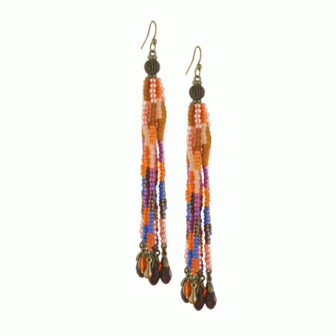 Серьги из агата и нефрита Exotic Tribe XL tassel
