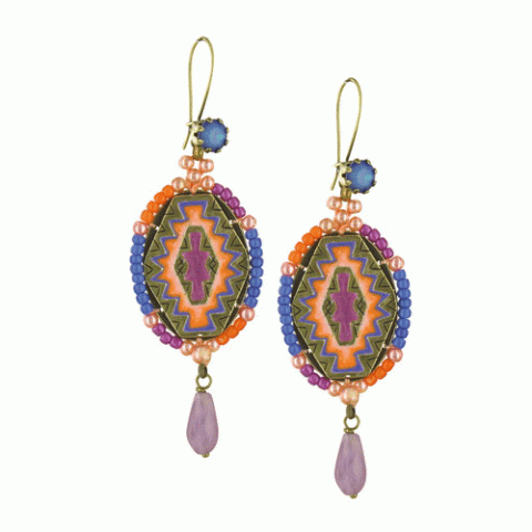 Серьги из агата и нефрита Exotic Tribe oval element
