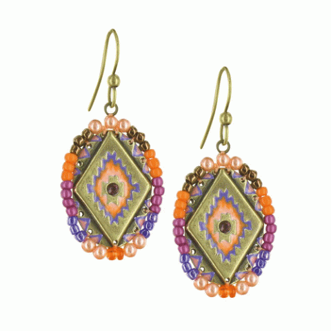 Серьги из агата и нефрита Exotic Tribe oval beaded 
