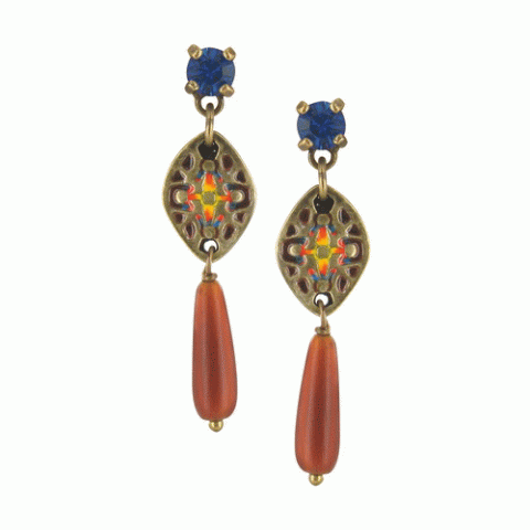 Серьги из коралла и ляписа Mouneissa Swaro