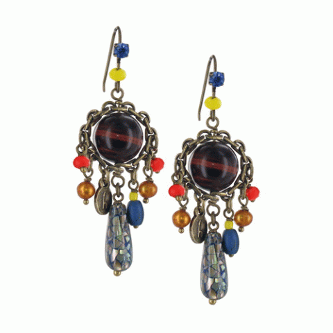 Серьги из коралла и ляписа Mouneissa ball in chain