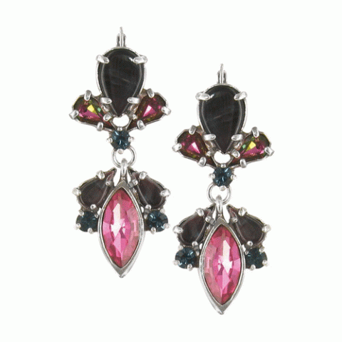 Серьги из граната и лабрадорита Purple Rain french hooks 