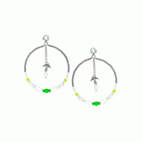 Серьги из жемчуга, нефрита и белого перламутра PRIMAVERA 12--61235