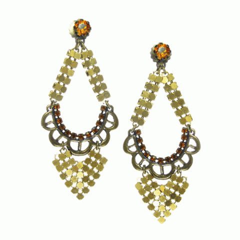 Серьги из кружева, кристаллов сваровски, рога быка зебу SORAYA 12--61267