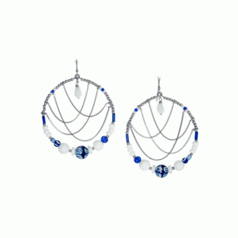 Серьги из содалита, нефрита, кальцита и ракушки CADAQUES 12--61301