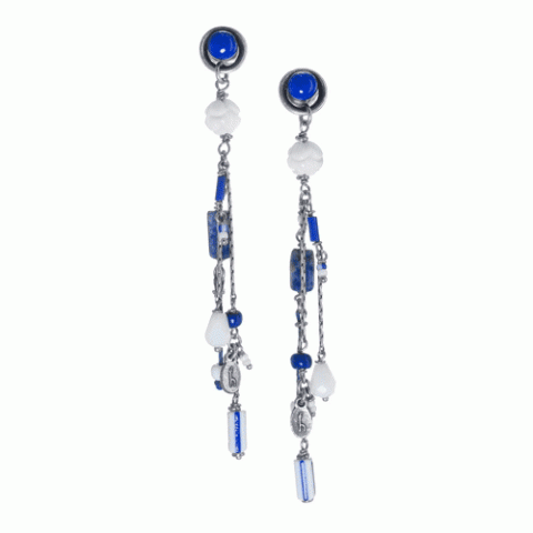 Серьги из содалита, нефрита, кальцита и ракушки CADAQUES 12--61316