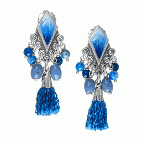 Серьги из агата, нефрита, содалита и ляписа лазури LILLY BLUE 12--61466