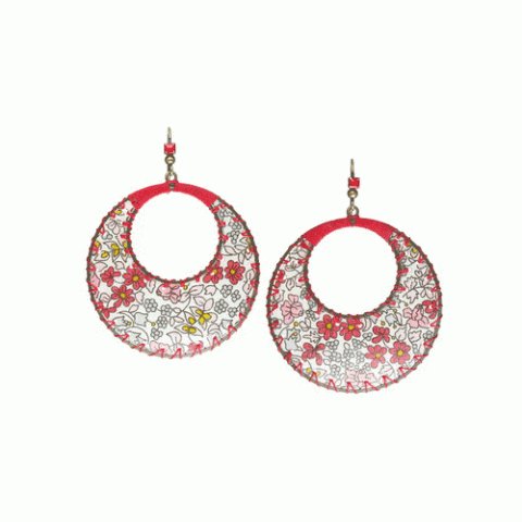 Серьги из коралла, жемчуга, нефрита и текстиля LEONIE LIBERTY 12--61505