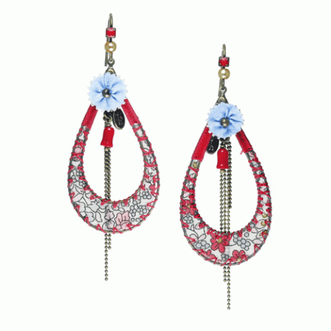Серьги из коралла, жемчуга, нефрита и текстиля LEONIE LIBERTY 12--61507