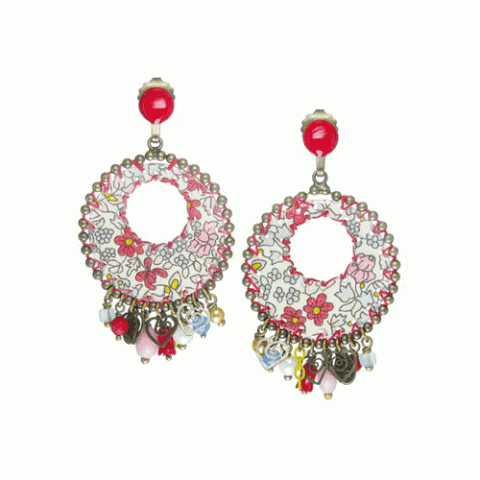 Серьги из коралла, жемчуга, нефрита и текстиля LEONIE LIBERTY 12--61511