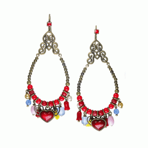 Серьги из коралла, жемчуга, нефрита и текстиля LEONIE LIBERTY 12--61512