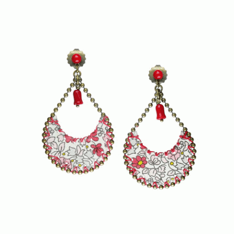 Серьги из коралла, жемчуга, нефрита и текстиля LEONIE LIBERTY 12--61514