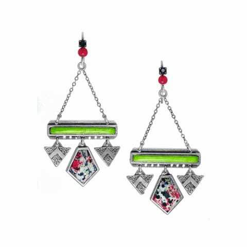 Серьги из коралла, жемчуга, нефрита и текстиля KADJA 12--61524