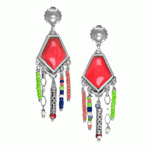 Серьги из коралла, жемчуга, нефрита и текстиля KADJA 12--61527