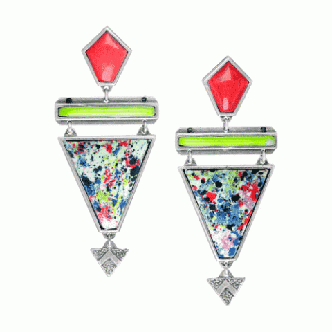 Серьги из коралла, жемчуга, нефрита и текстиля KADJA 12--61529