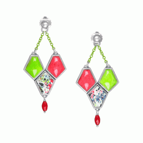 Серьги из коралла, жемчуга, нефрита и текстиля KADJA 12--61530