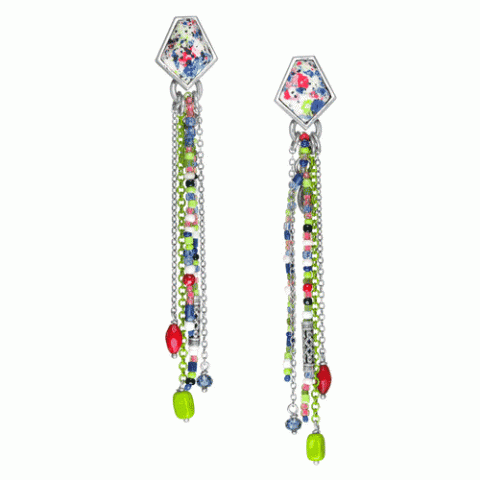 Серьги из коралла, жемчуга, нефрита и текстиля KADJA 12--61534