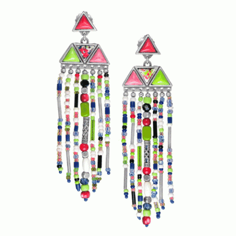 Серьги из коралла, жемчуга, нефрита и текстиля KADJA 12--61535