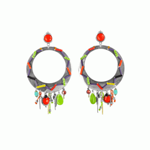 Серьги из говлита, жемчуга, нефрита, вулканического камня PARADIS EXOTIQUE 12--61560