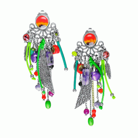 Серьги из говлита, жемчуга, нефрита, вулканического камня PARADIS EXOTIQUE 12--61562