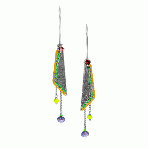 Серьги из говлита, жемчуга, нефрита, вулканического камня PARADIS EXOTIQUE 12--61565