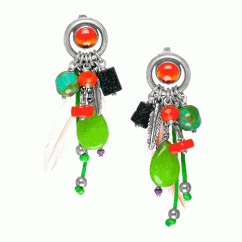 Серьги из говлита, жемчуга, нефрита, вулканического камня PARADIS EXOTIQUE 12--61570