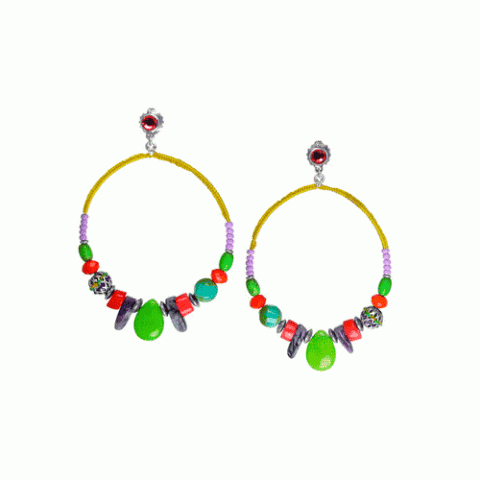 Серьги из говлита, жемчуга, нефрита, вулканического камня PARADIS EXOTIQUE 12--61571