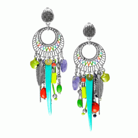 Серьги из говлита, жемчуга, нефрита, вулканического камня PARADIS EXOTIQUE 12--61576