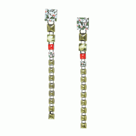Серьги из лабрадорита, коралла, кварца и унакита MILENA 12--61584