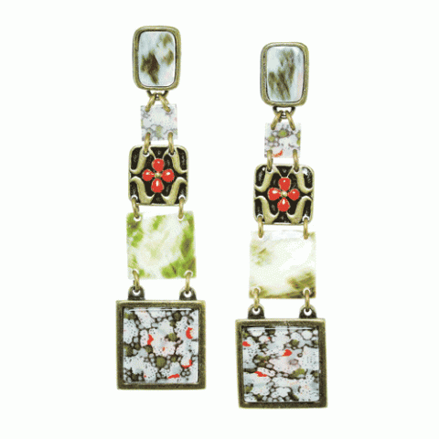 Серьги из лабрадорита, коралла, кварца и унакита MILENA 12--61586