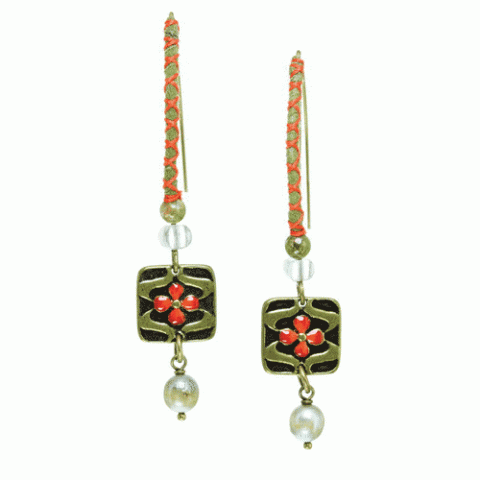 Серьги из лабрадорита, коралла, кварца и унакита MILENA 12--61588