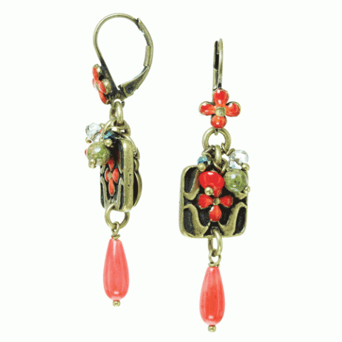 Серьги из лабрадорита, коралла, кварца и унакита MILENA 12--61589