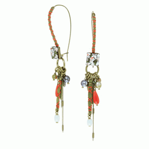 Серьги из лабрадорита, коралла, кварца и унакита MILENA 12--61590