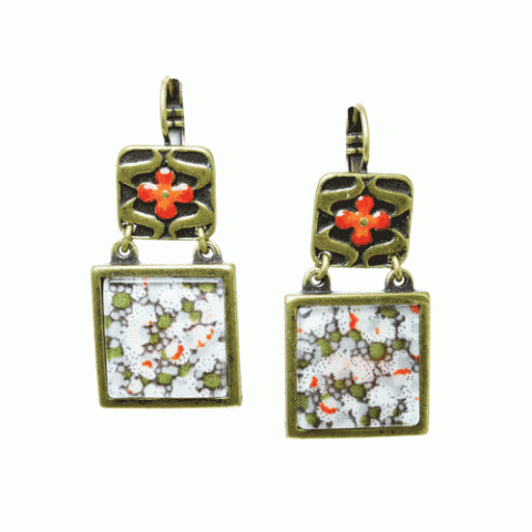 Серьги из лабрадорита, коралла, кварца и унакита MILENA 12--61592
