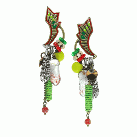 Серьги из агата, коралла, перидота и нефрита KALI GRIGRI 12--61610