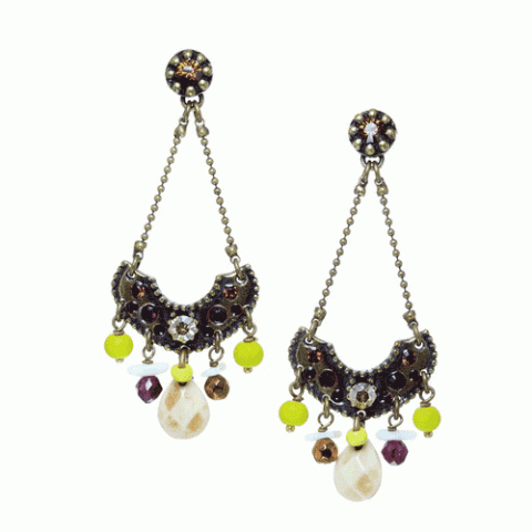 Серьги из коралла, граната, говлита и жемчуга OFELIA 12--61672