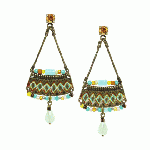 Серьги из агата, амазонита, арагонита и Сваровски HALONA 12--61686