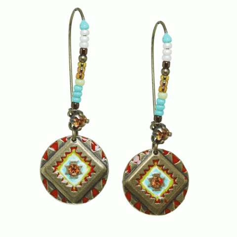 Серьги из агата, амазонита, арагонита и Сваровски HALONA 12--61689