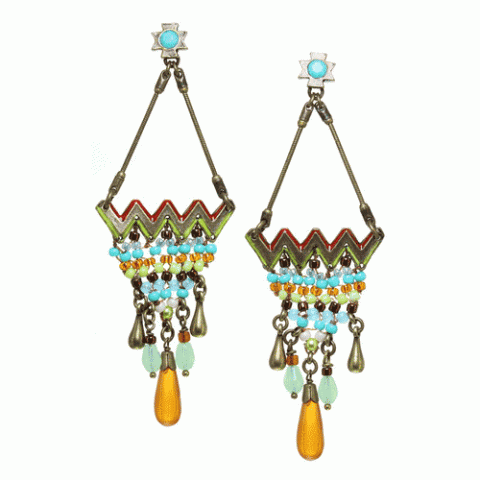 Серьги из агата, амазонита, арагонита и Сваровски HALONA 12--61693