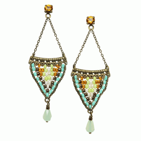 Серьги из агата, амазонита, арагонита и Сваровски HALONA 12--61697