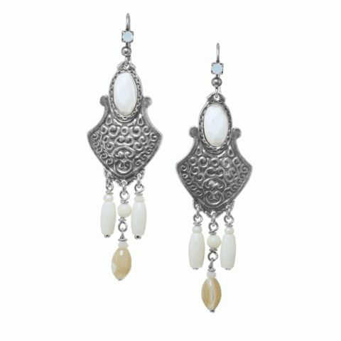 Серьги из говлита, яшмы, рога Зебу и жемчуга OPALINE 12--61712